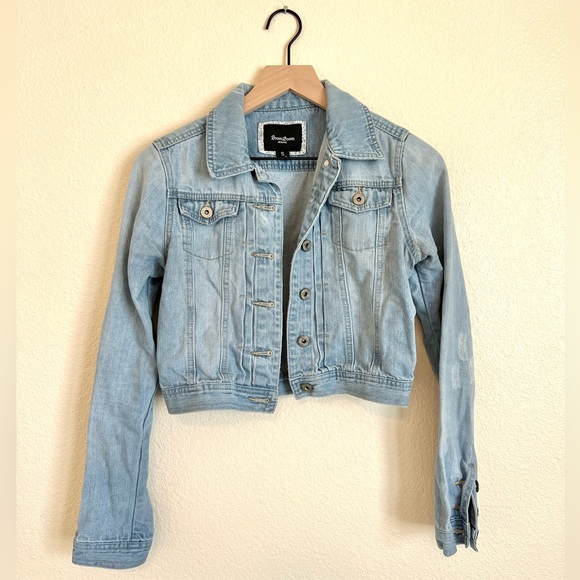 [BoomBoom Jeans] Cropped Denim Light Wash Jacket Size Small - Picture 2 of 9